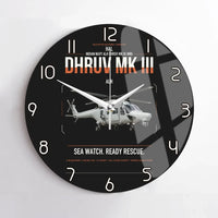 Thumbnail for HAL ALH Dhruv Mk III design on black no frame wall clock