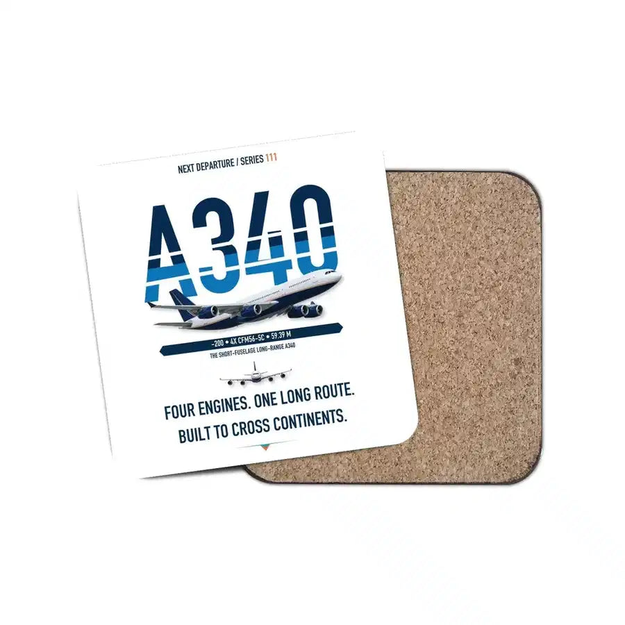 Airbus A340-200 design on white 1 piece coaster