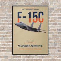 Thumbnail for F-15C Eagle Air Superiority No Substitute vertical canvas print - framed - beige background