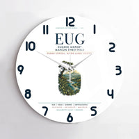 Thumbnail for Eugene Airport Mahlon Sweet Field (EUG) design on white no frame wall clock