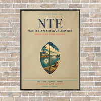 Thumbnail for Nantes Atlantique Airport NTE vertical canvas print - framed - beige background