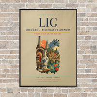 Thumbnail for Limoges – Bellegarde Airport LIG vertical canvas print - framed - beige background