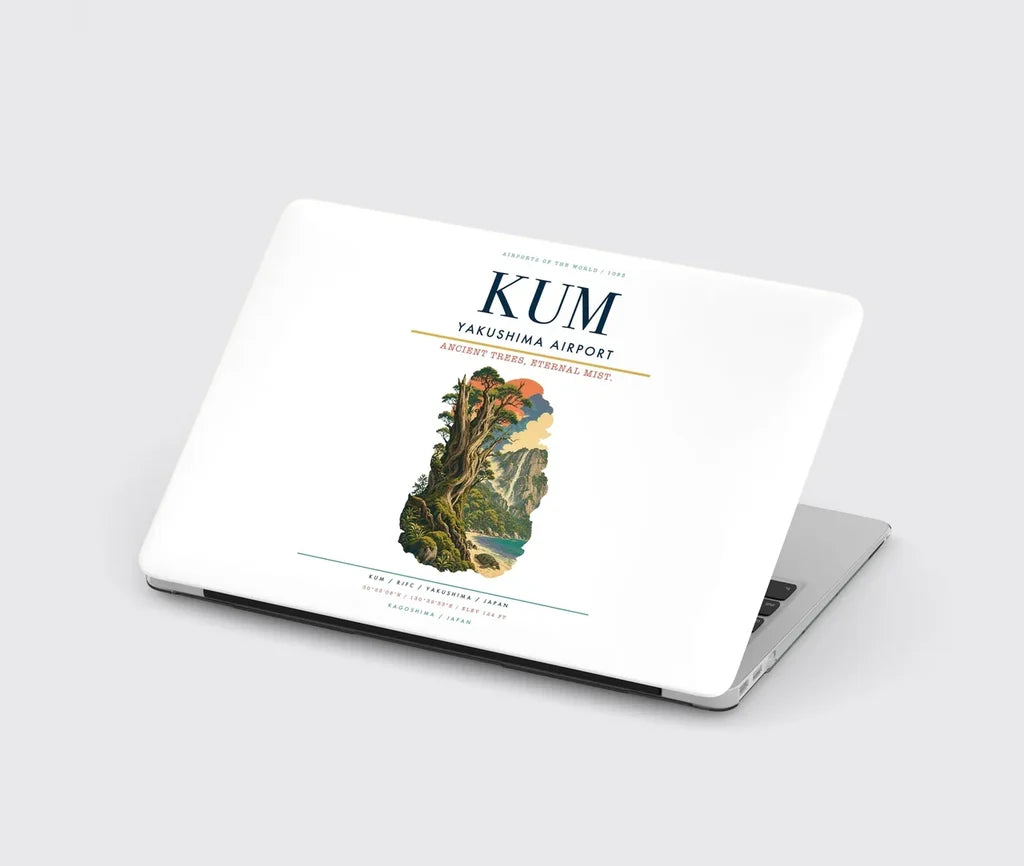 Yakushima Airport (KUM) design on white MacBook case