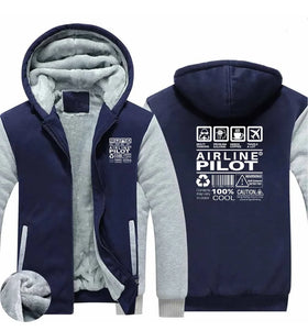 Airline Pilot Label Zipped Sweatshirts