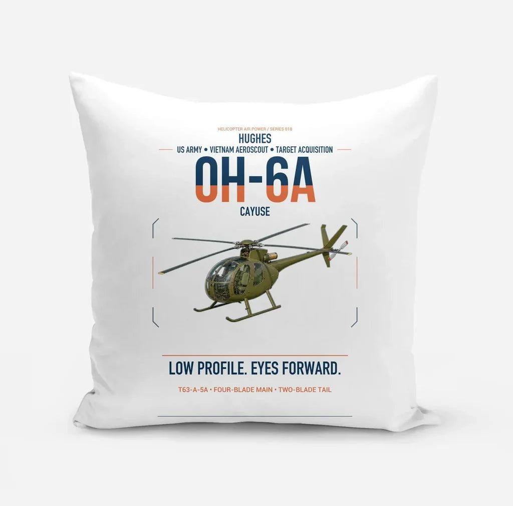 Hughes OH-6A Cayuse design on white pillow