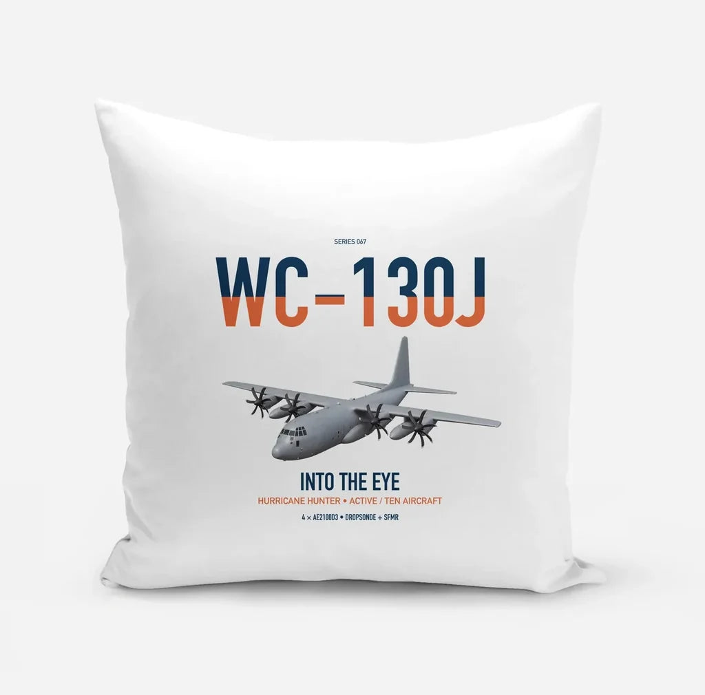 WC-130J Hurricane Hunter design on white pillow