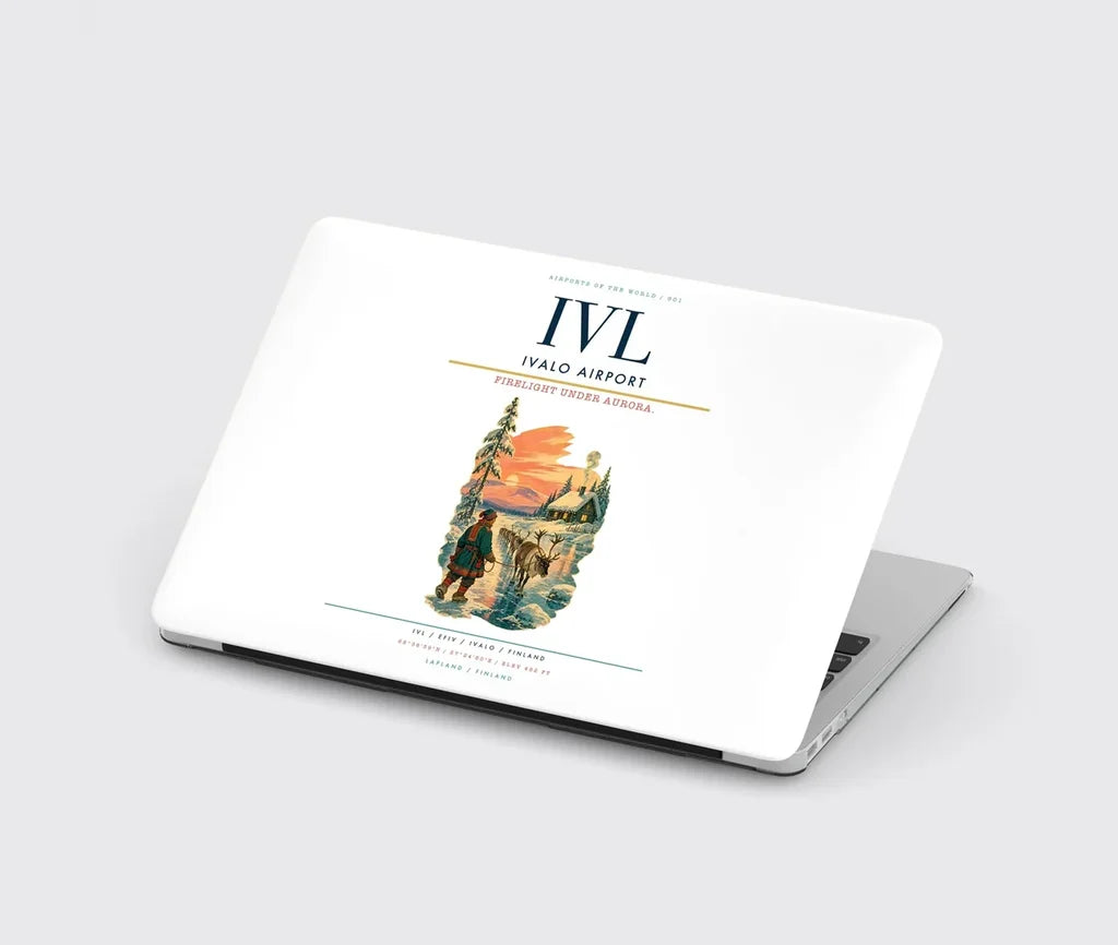 Ivalo Airport (IVL) design on white MacBook case