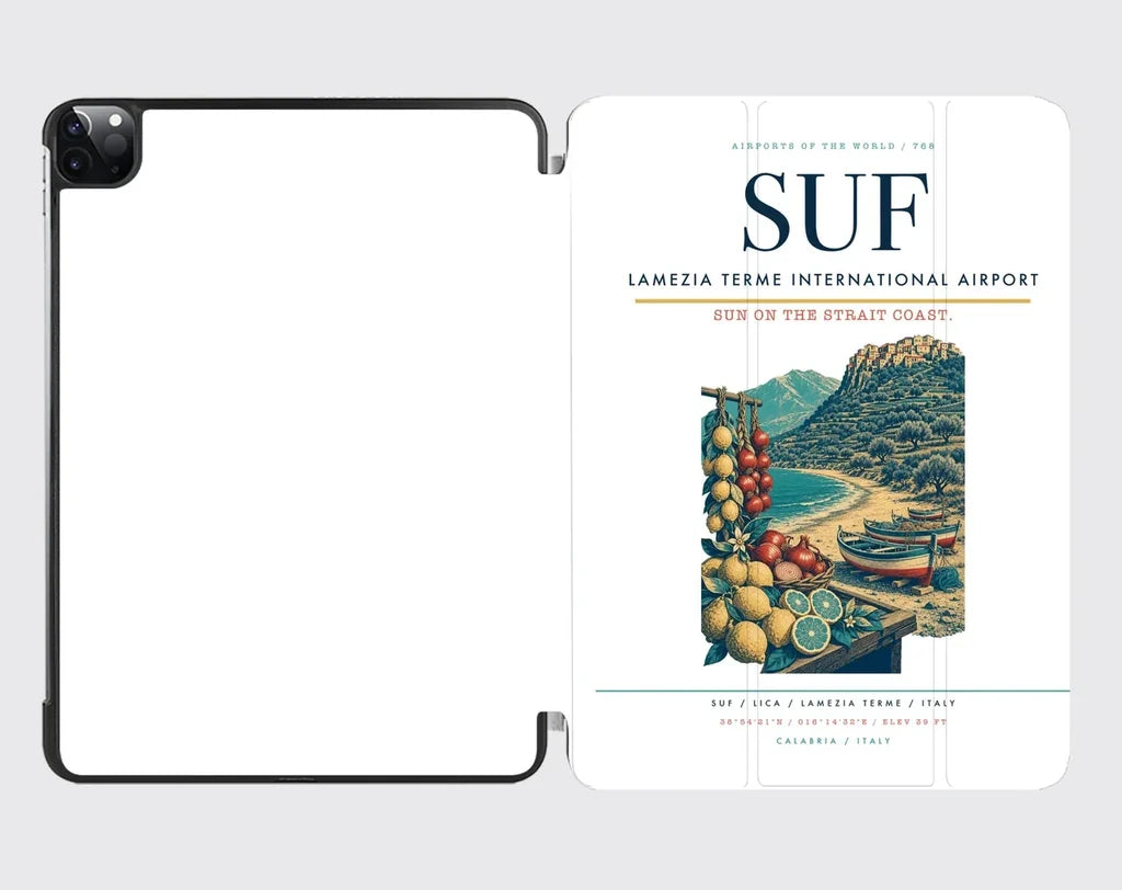 Lamezia Terme International Airport (SUF) design on white ipad tablet case
