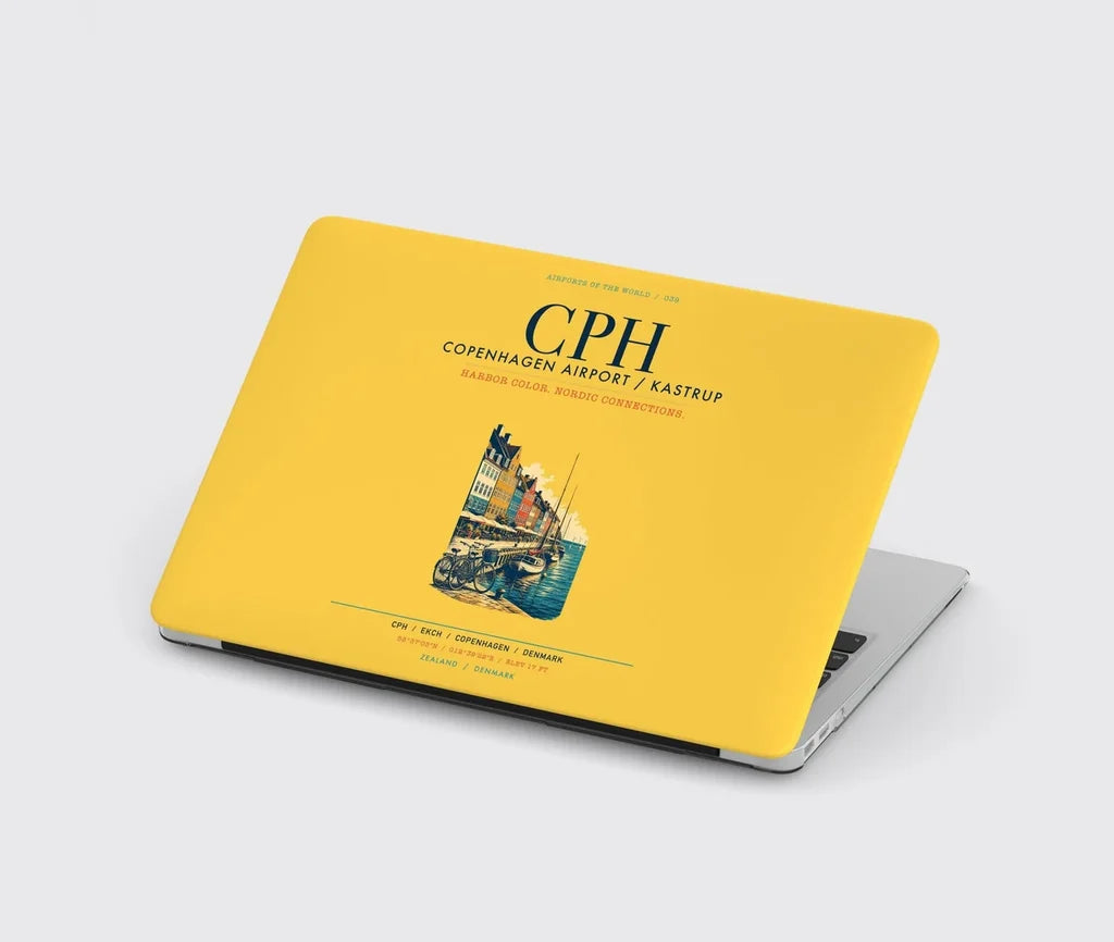 Copenhagen Airport Kastrup (CPH) design on yellow MacBook case
