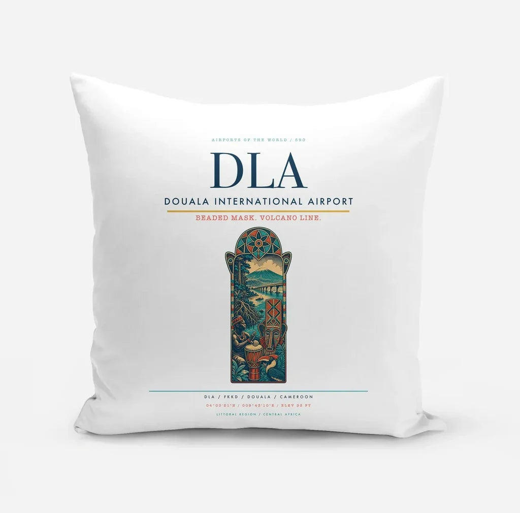 Douala International Airport (DLA) design on white pillow