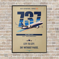 Thumbnail for Boeing 737 MAX 8 vertical canvas print - framed - beige background