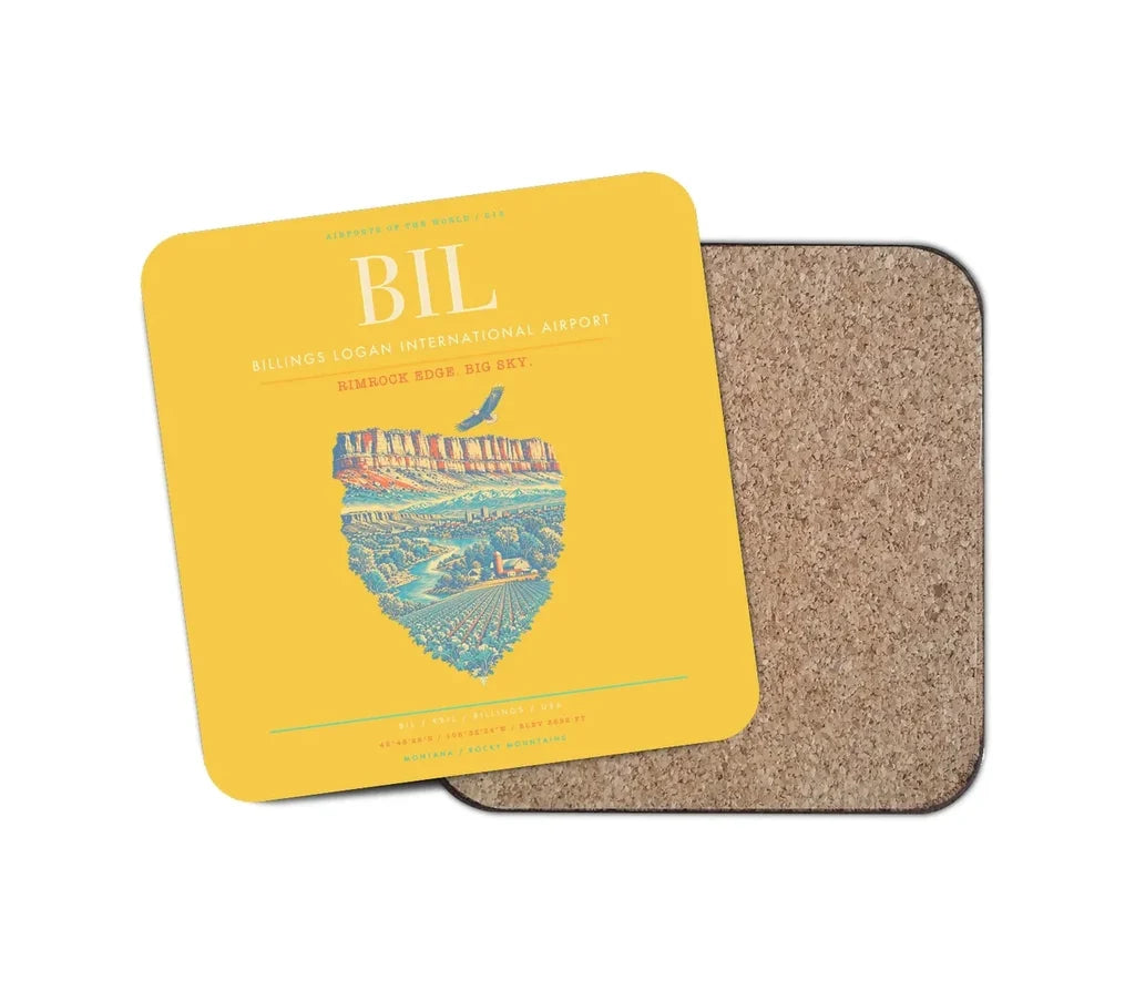 Billings Logan International Airport BIL Coaster 1-Piece - Yellow