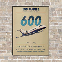 Thumbnail for Bombardier Challenger 600 vertical canvas print - framed - beige background