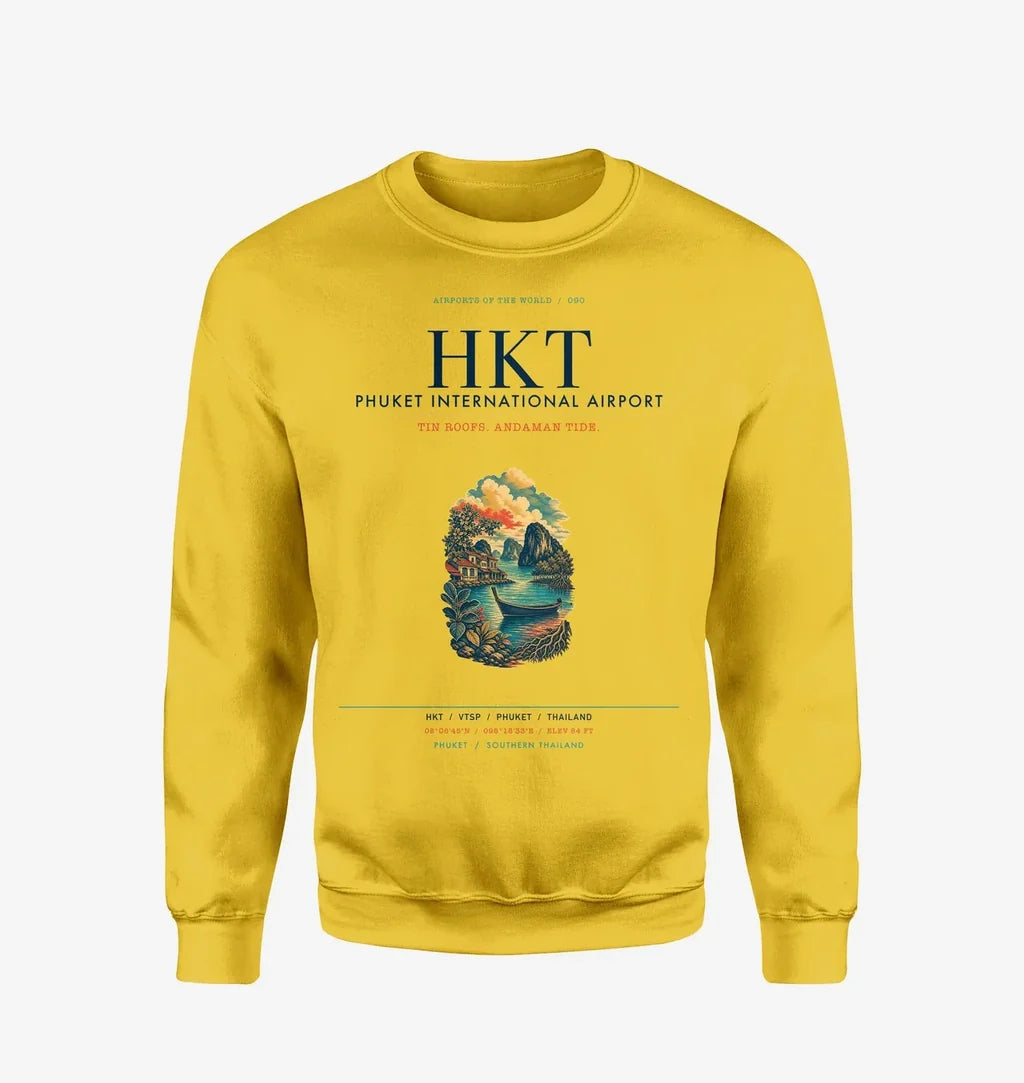 Phuket International Airport (HKT) design on yellow sweatshirt