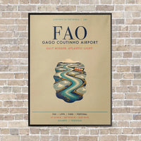 Thumbnail for Gago Coutinho Airport Faro FAO vertical canvas print - framed - beige background