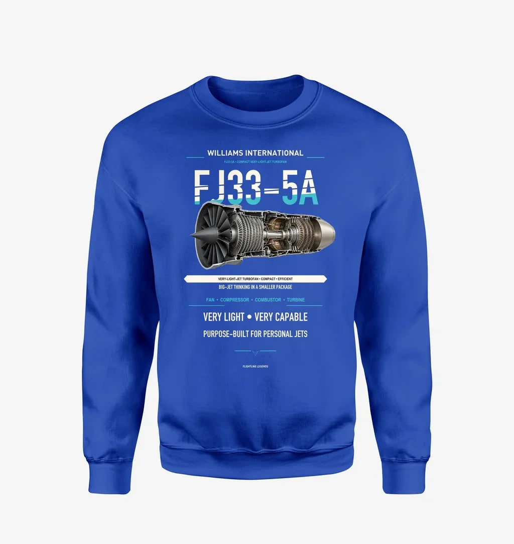 FJ33-5A design on blue sweatshirt