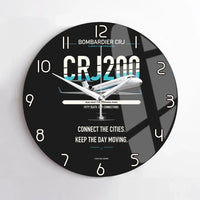 Thumbnail for Bombardier CRJ200 design on black no frame wall clock