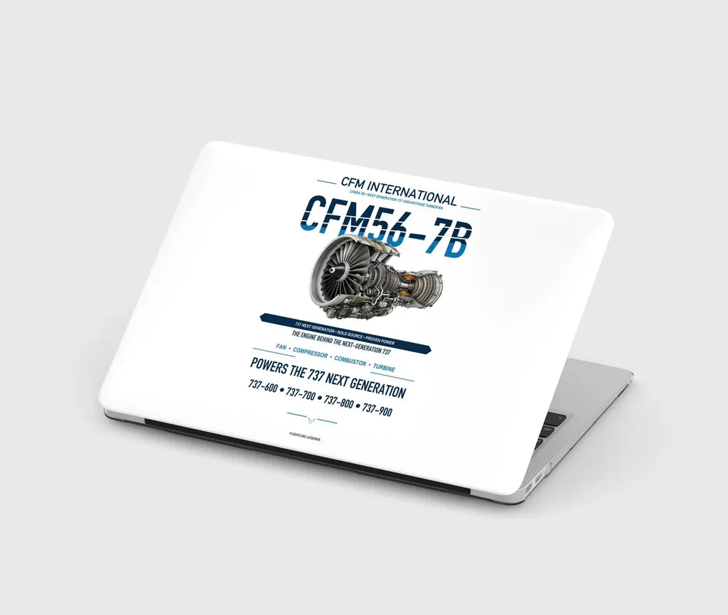 CFM56-7B design on white MacBook case