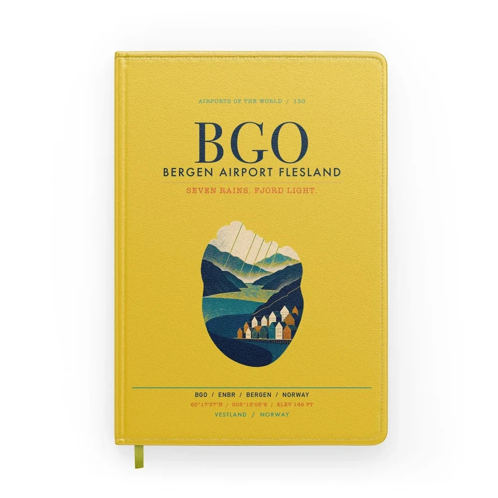 Bergen Airport Flesland (BGO) design on yellow notebook