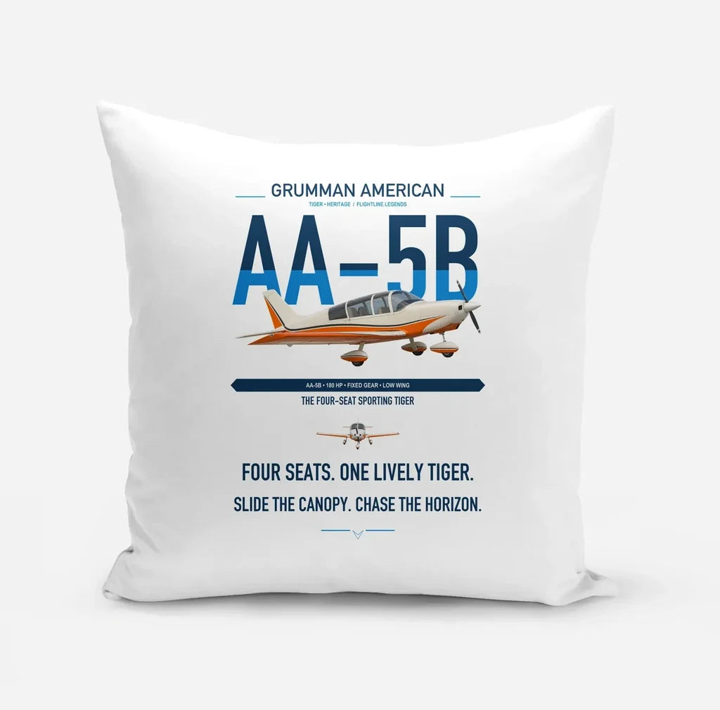 Grumman American AA-5B Tiger design on white pillow