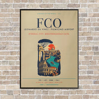 Thumbnail for Rome Leonardo da Vinci Fiumicino Airport FCO vertical canvas print - framed - beige background