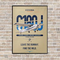 Thumbnail for Cessna 180J Skywagon vertical canvas print - framed - beige background