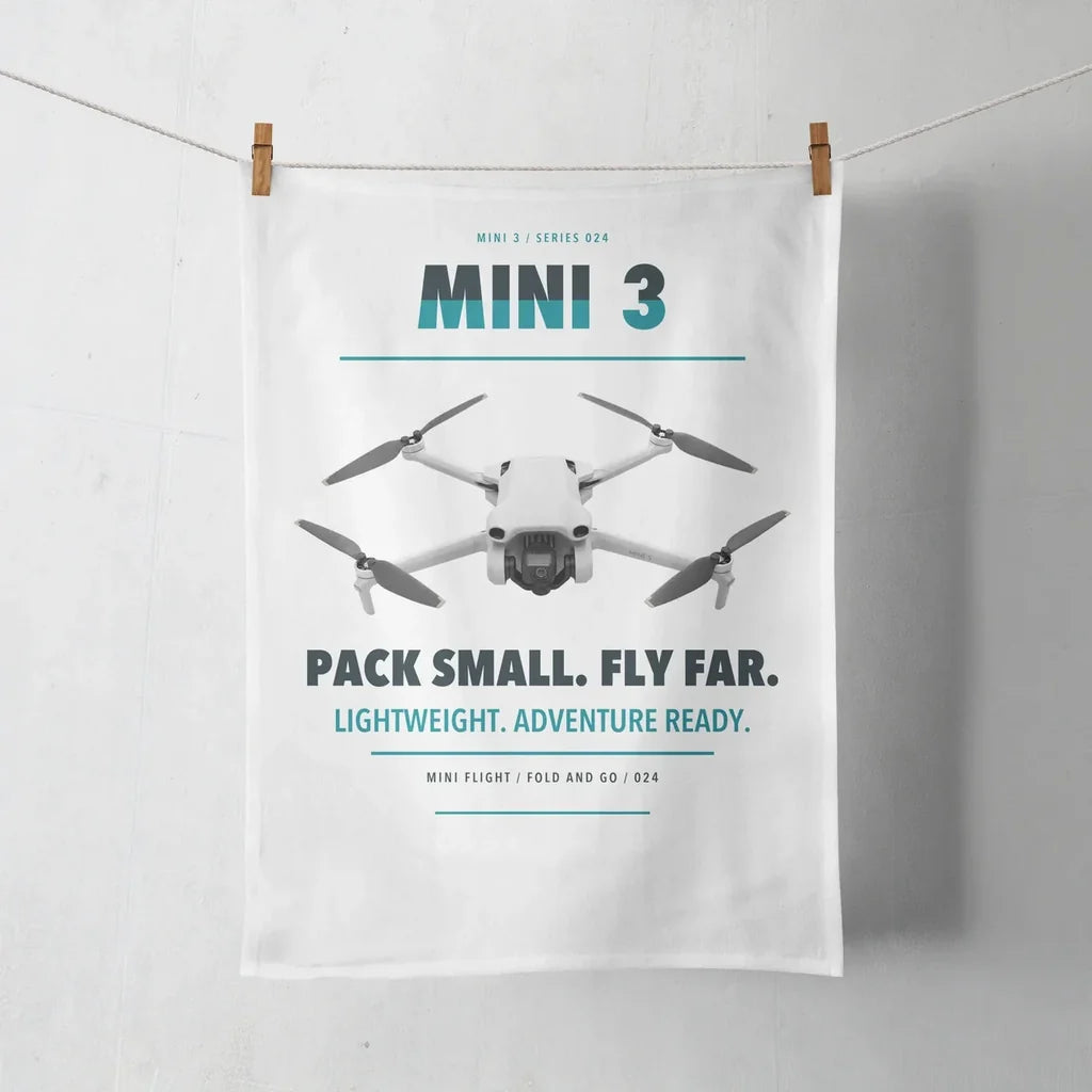 DJI Mini 3 design on white towel