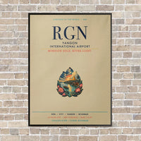 Thumbnail for Yangon International Airport RGN vertical canvas print - framed - beige background