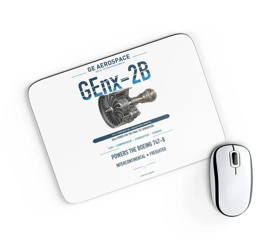 GEnx-2B design on white rectangle mouse pad