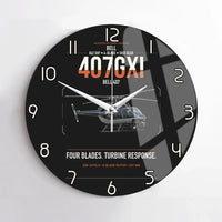 Thumbnail for Bell 407GXi design on black no frame wall clock