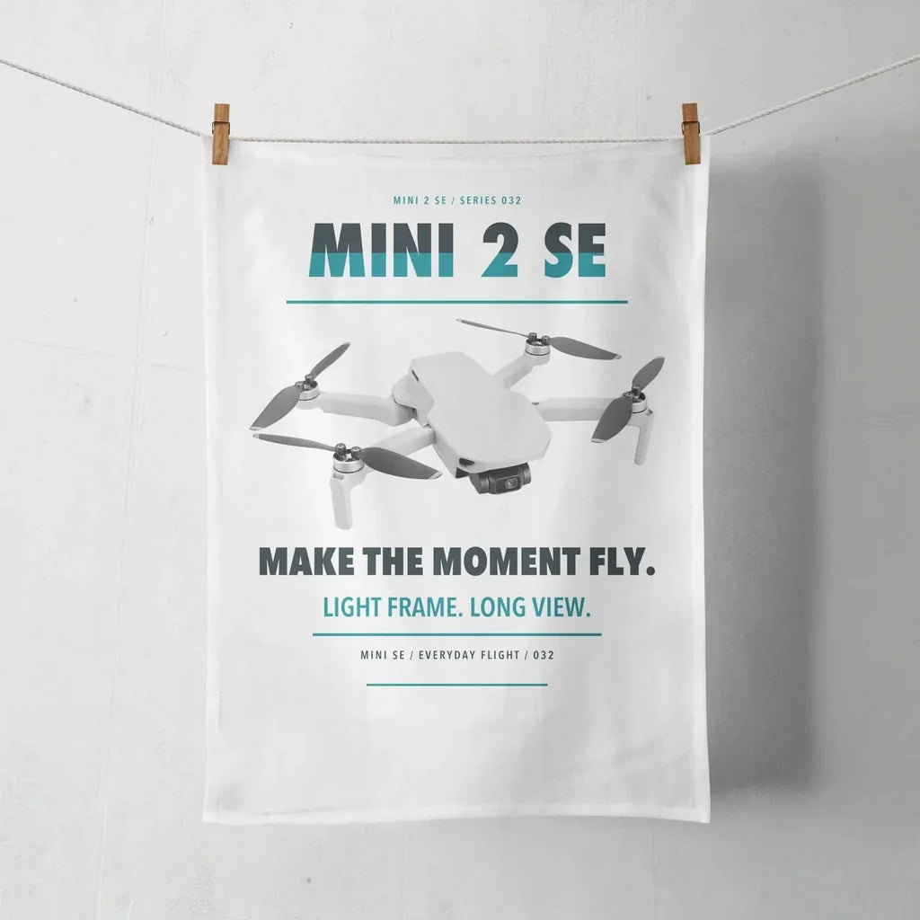 DJI Mini 2 SE design on white towel