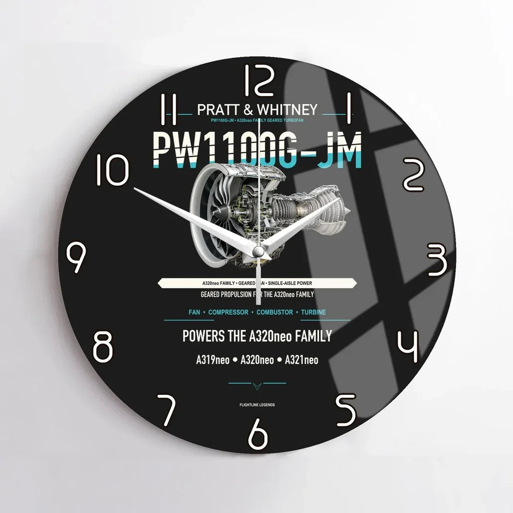 PW1100G-JM design on black no frame wall clock