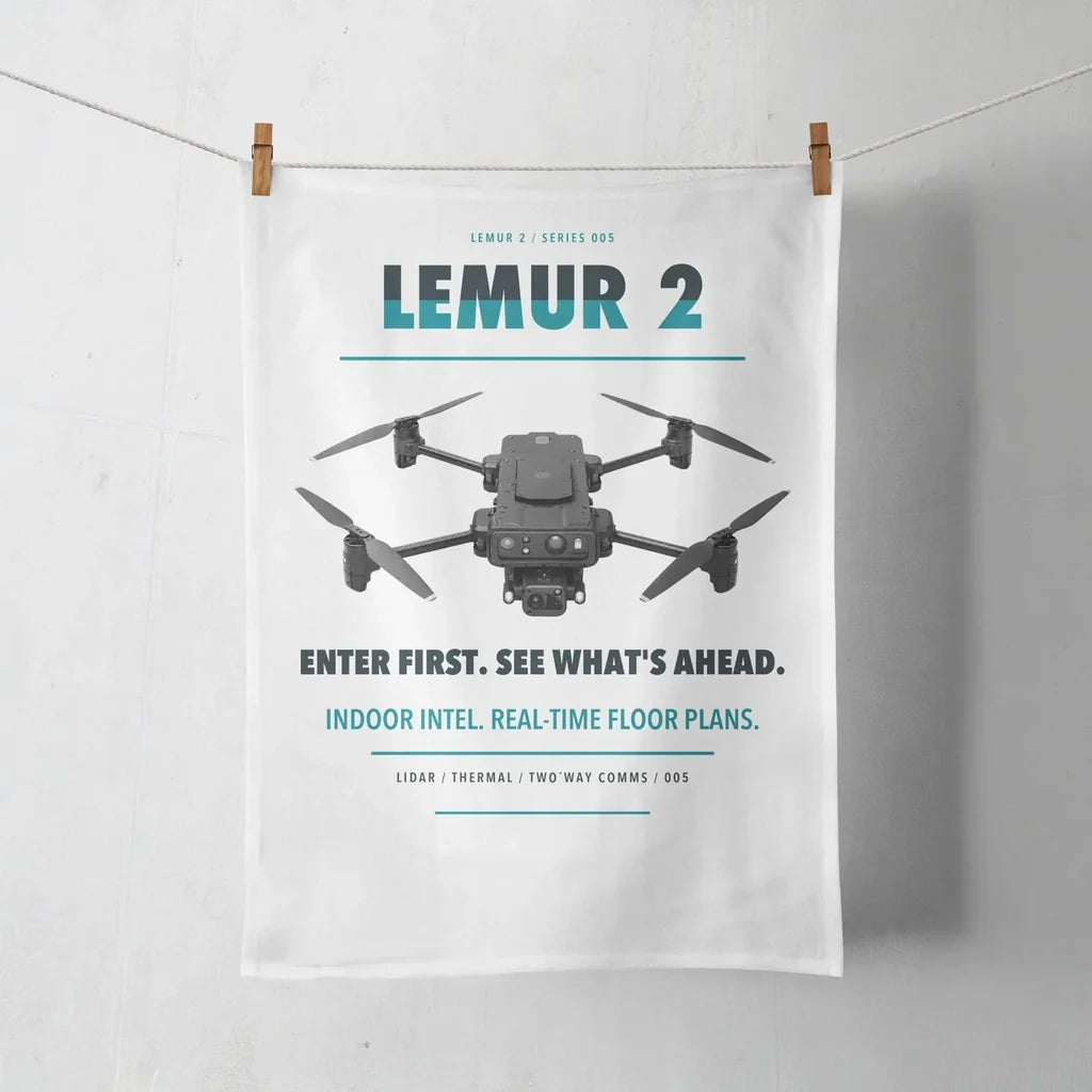BRINC LEMUR 2 design on white towel