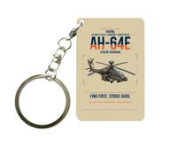 Thumbnail for Boeing AH-64E Apache Guardian design on beige designed key chain, double-side print