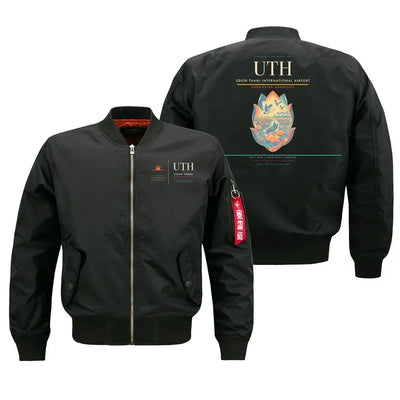 Udon Thani International Airport (UTH) design on black bomber jacket