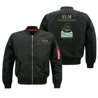 Thumbnail for Elmira Corning Regional Airport (ELM) design on black bomber jacket