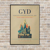 Thumbnail for Heydar Aliyev International Airport GYD — Baku vertical canvas print - framed - beige background