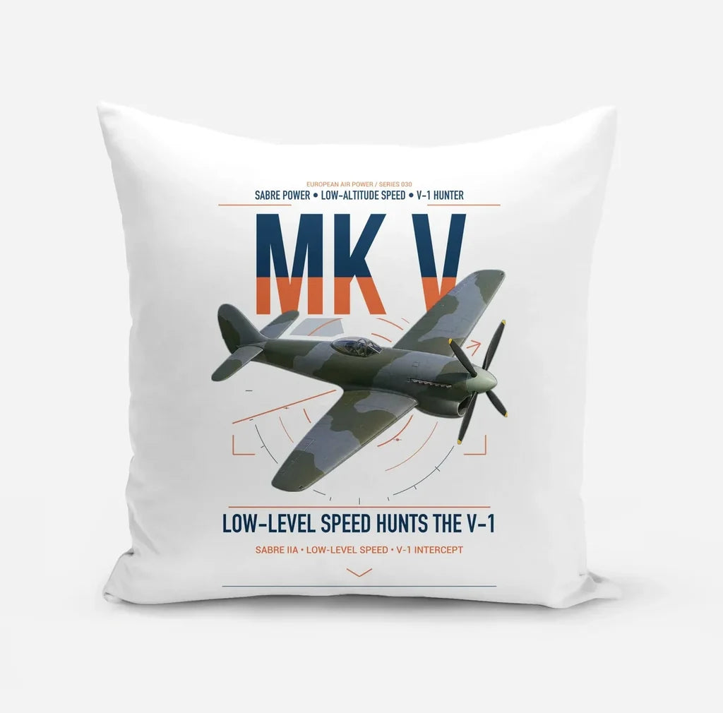 Hawker Tempest Mk V design on white pillow
