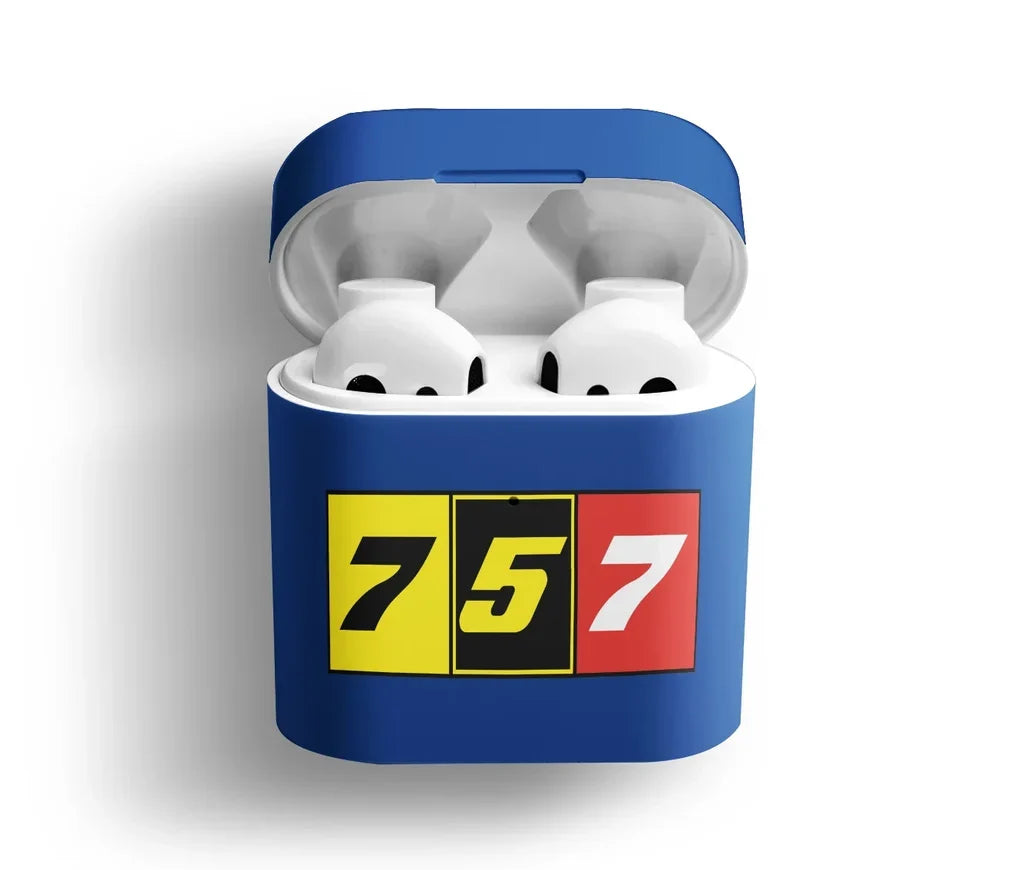 Flat Colourful 757 AirPods plastic case - Blue