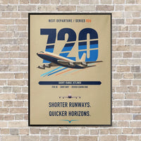 Thumbnail for Boeing 720B vertical canvas print - framed - beige background