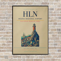 Thumbnail for Helena Regional Airport HLN vertical canvas print - framed - beige background