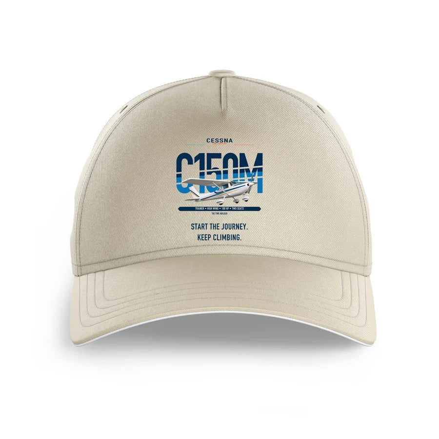 Cessna 150M design on beige printed hat