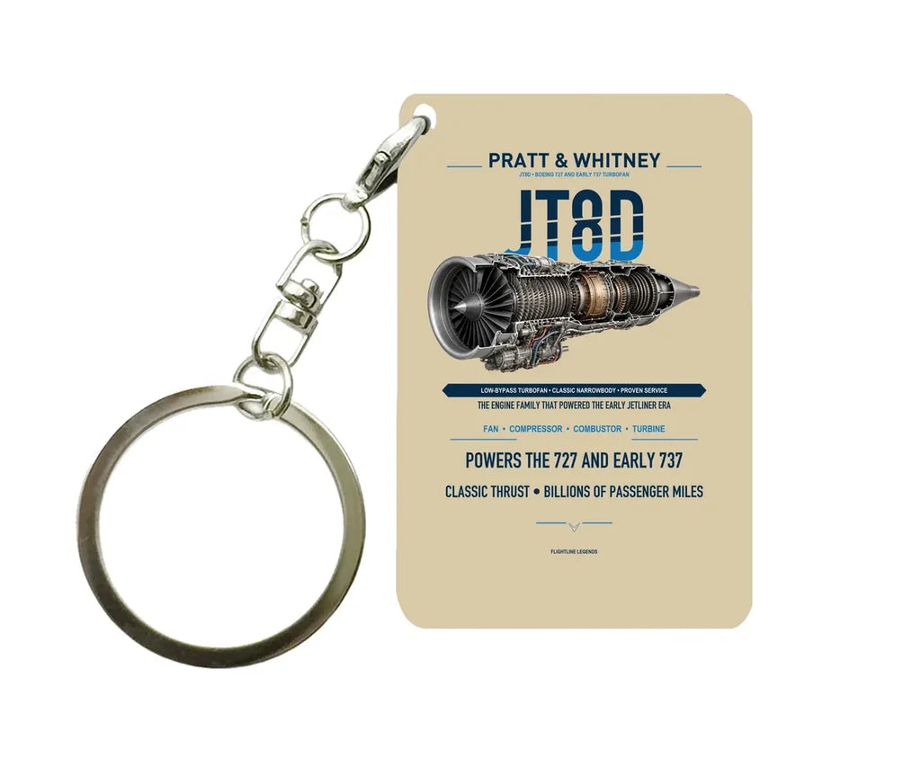 JT8D Key Chain design on beige key chain