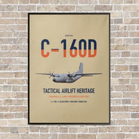 Thumbnail for Transall C-160D vertical canvas print - framed - beige background