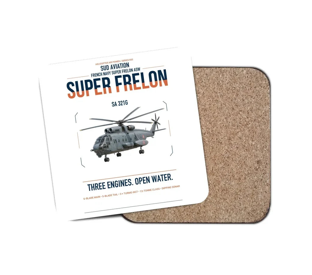 Sud Aviation SA 321G Super Frelon design on white 1 piece coaster