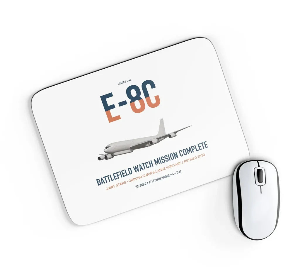 E-8C Joint STARS design on white rectangle mouse pad