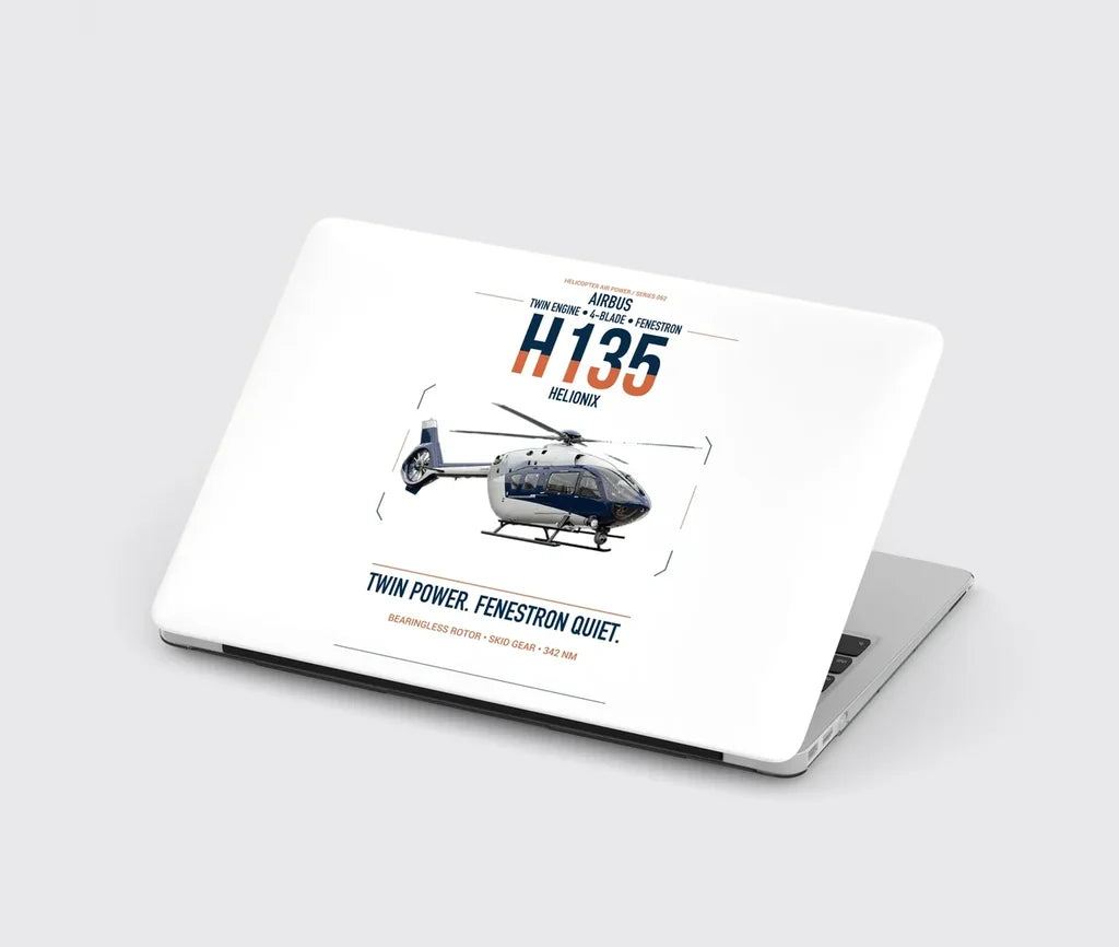 Airbus H135 design on white MacBook case