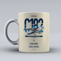 Thumbnail for Cessna 182 Skylane design on beige ceramic mug, double-side print