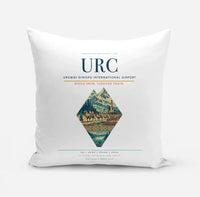 Thumbnail for Urumqi Diwopu International Airport (URC) design on white pillow