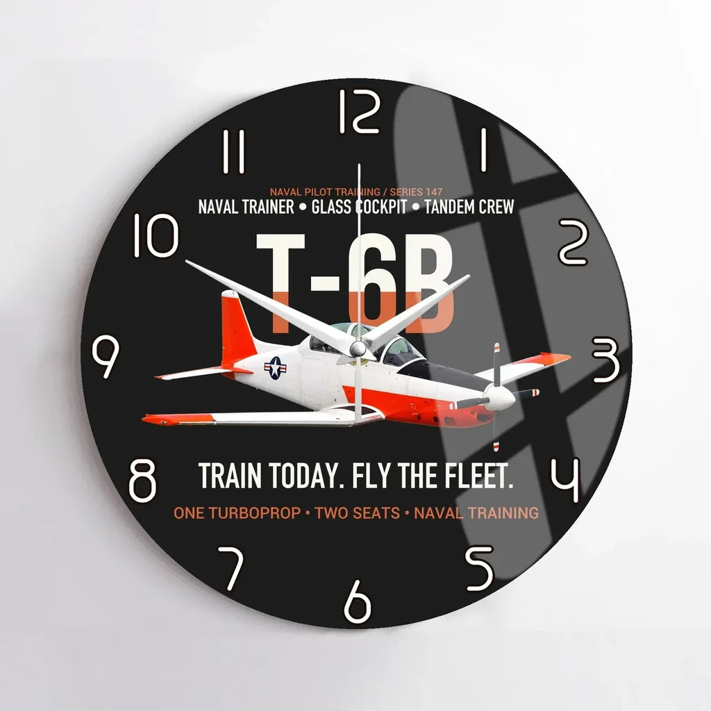T-6B Texan II Naval Aviator Training design on black no frame wall clock